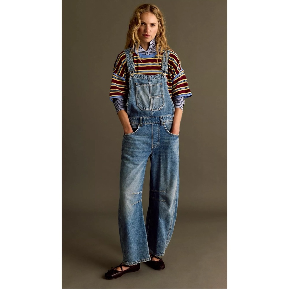 Free People Good Luck Overalls Barrel Leg